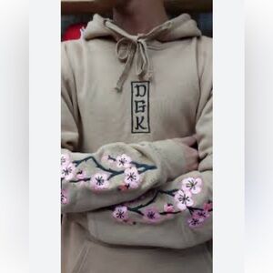 DGK Tan Hoodie with Pink Floral Design